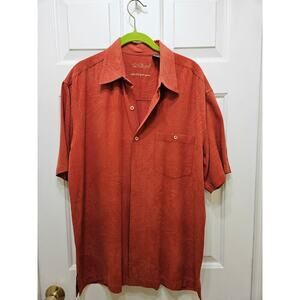 Tori Richard‎ Rust/Orange 100% Silk Men's Hawaiian Shirt,  size L